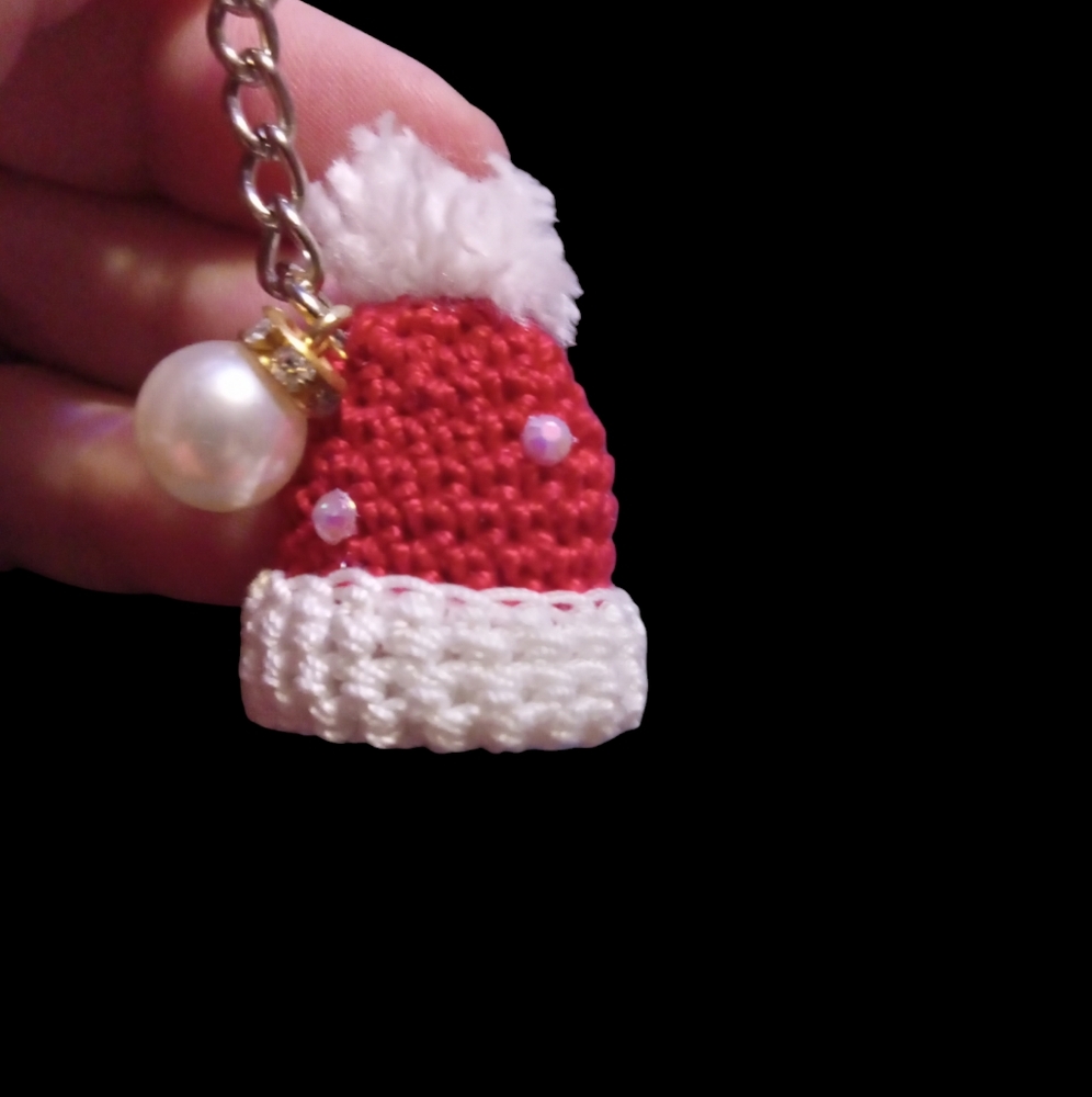 Christmas Hat and Christmas Mitten Keychain set.